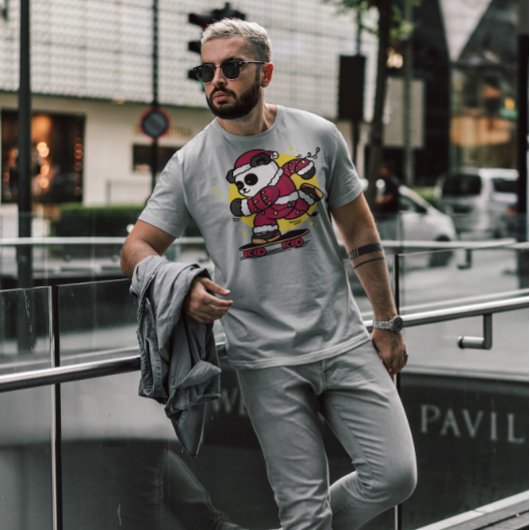 Skating Santa Panda T-shirt