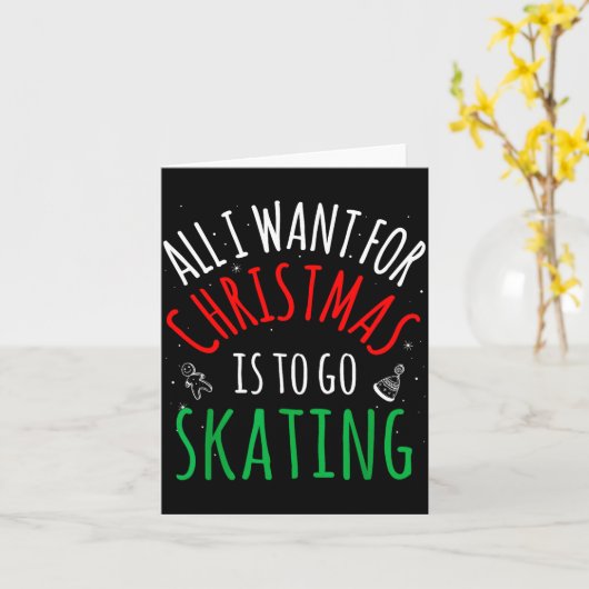 Skating Skate - Group Matching Family Christmas Fu Kaart (Gele Bloem)