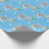 Skating sneeuwpoppen mat poeder blauw cadeaupapier (Hoek)