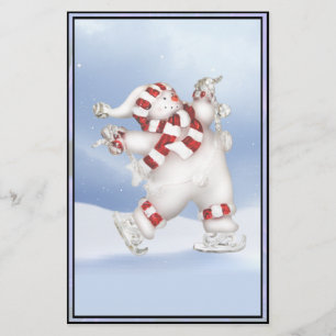 Skating Snowman Briefpapier