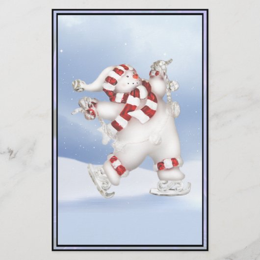 Skating Snowman Briefpapier (Voorkant)