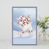 Skating Snowman Briefpapier (Staand voorkant)