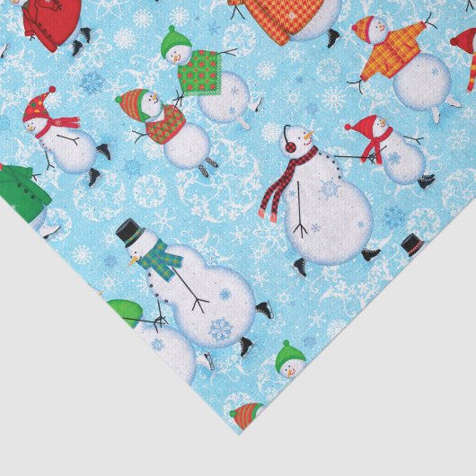 Skating Snowmen Holiday Tissuepapier (Detail)