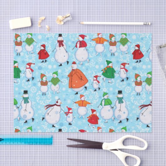 Skating Snowmen Holiday Tissuepapier (Craft)