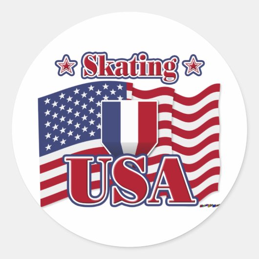 Skating USA Ronde Sticker (Voorkant)