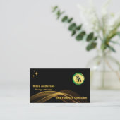 Skaymarts | Black Gold Minimalist Custom Logo Busi Visitekaartje (Staand voorkant)