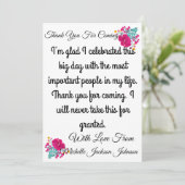 Skaymarts | Bloemrijke dankkaart voor komst Bedankkaart (Staand voorkant)