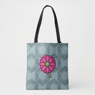 SKAYMARTS   Blue Boho Roos Design Shopping Bag Tote Bag