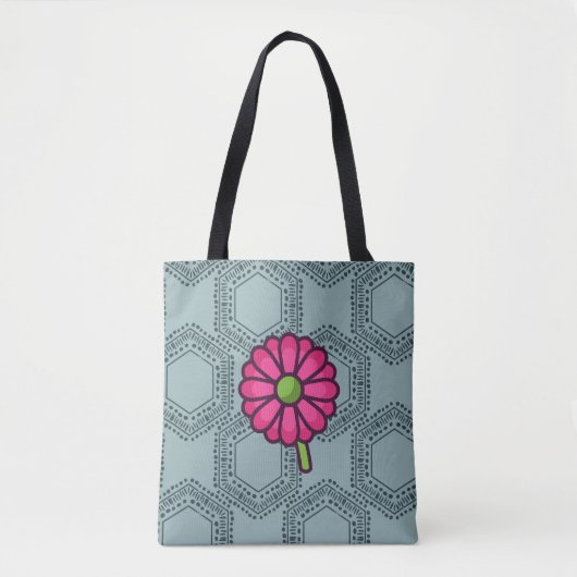 SKAYMARTS | Blue Boho Roos Design Shopping Bag Tote Bag (Voorkant)