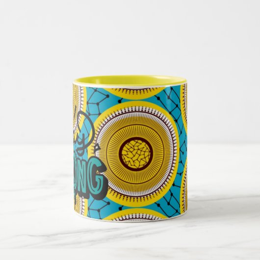 SKAYMARTS | Calligrafische Gele Afriprint Mok (Center)