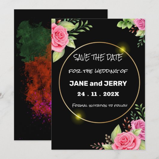 Skaymarts | Eenvoudige Floral Beauful Save the Dat Date (Voorkant / Achterkant)