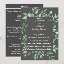 Skaymarts | Floral Calligraphic Minimalist Wedding Kaart