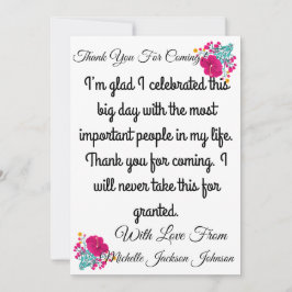 Skaymarts | Floral Hartelijk dank voor uw komst Ka Bedankkaart