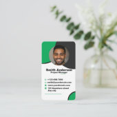 Skaymarts | Foto Simple Green Black Modern Visitekaartje (Staand voorkant)