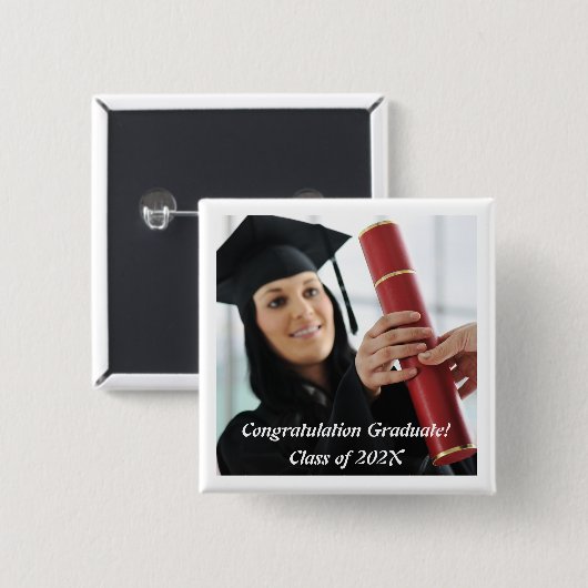 Skaymarts | Gefeliciteerd met onze Afstuderen 202X Vierkante Button 5,1 Cm (Voorkant /achterkant)