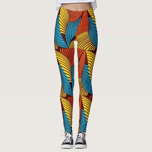 SKAYMARTS | Leggings van de Prints van Blauwe Geel (Voorkant)