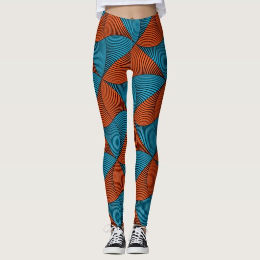 SKAYMARTS | Leggings van het Blauwe Patroon Africa (Voorkant)