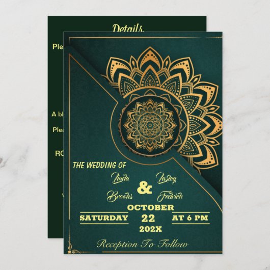 Skaymarts | Mandala Calligraphic script Wedding In Kaart (Voorkant / Achterkant)