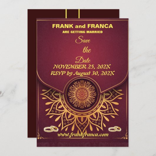 Skaymarts | Mandala Calligraphic Unique Script Sav Save The Date (Voorkant / Achterkant)