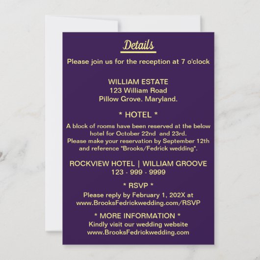 Skaymarts | Mandala Paarse kalligrafische bruiloft Kaart (Achterkant)