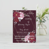 Skaymarts | Maroon Elegant Calligraphic Wedding I Kaart (Staand voorkant)
