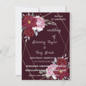 Skaymarts | Maroon Elegant Calligraphic Wedding I Kaart (Voorkant)