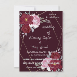 Skaymarts | Maroon Elegant Calligraphic Wedding I Kaart