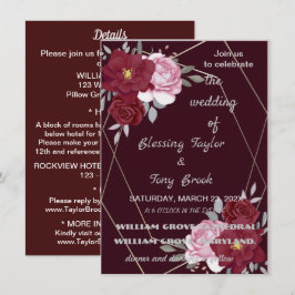Skaymarts | Maroon Elegant Calligraphic Wedding I Kaart