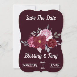 Skaymarts | Maroon Red Floral slaat de datum op Save The Date