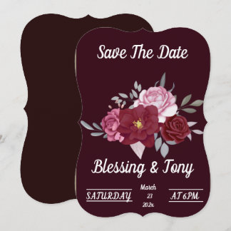 Skaymarts | Maroon Red Floral slaat de datum op Save The Date