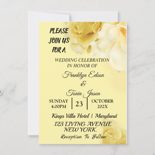 Skaymarts | Romantische gele botanische bruiloft I Kaart (Voorkant)