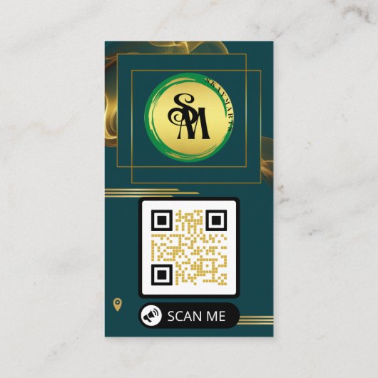 Skaymarts | Unieke Groene en Gouden QR-code Modern Visitekaartje (Achterkant)