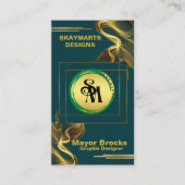 Skaymarts | Unieke Groene en Gouden QR-code Modern Visitekaartje (Voorkant)