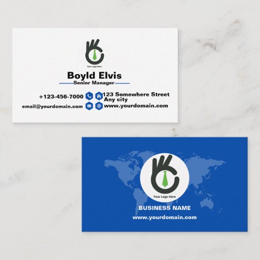 Skaymarts | Zwart en blauw minimalistisch persoonl Visitekaartje (Voorkant / Achterkant)