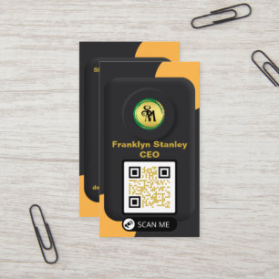 Skaymarts   Zwart geel 3D Elegant QR Code Modern Visitekaartje