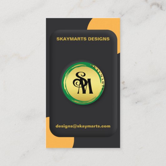 Skaymarts | Zwart geel 3D Elegant QR Code Modern Visitekaartje (Achterkant)