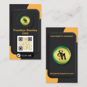 Skaymarts | Zwart geel 3D Elegant QR Code Modern Visitekaartje (Voorkant / Achterkant)