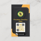 Skaymarts | Zwart geel 3D Elegant QR Code Modern Visitekaartje (Voorkant)