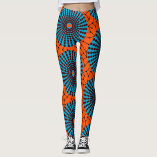 SKAYMARTS   Zwarte Oranje-Afrikaanse Prints Leggin Leggings