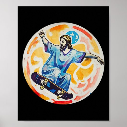 Skeelerende Christus Gebed Heer Kerk Geloof Overtu Poster (Voorkant)