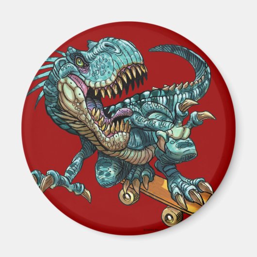 Skeelerende Dinosaurus Magneet (Voorkant)