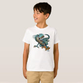 Skeelerende dinosaurus T-shirt (Voorkant volledig)