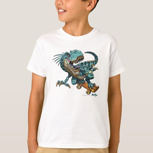 Skeelerende dinosaurus T-shirt (Voorkant)