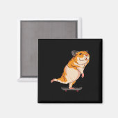 Skeelerende Hamster - Schattige Skeelerende Knaagd Magneet (Voorkant / Achterkant)