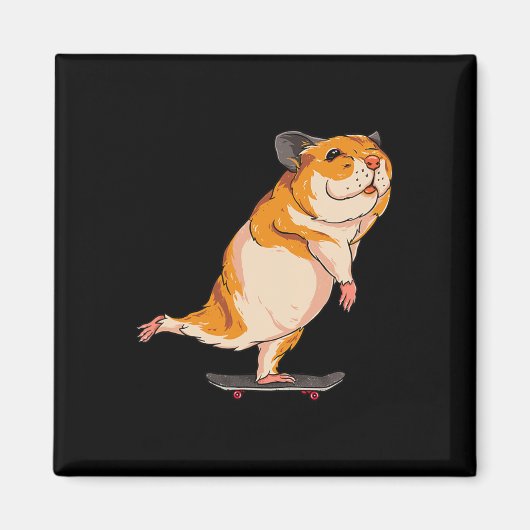 Skeelerende Hamster - Schattige Skeelerende Knaagd Magneet (Voorkant)