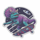 Skeelerende Ruimtedinosaurus Sticker (Voorkant)