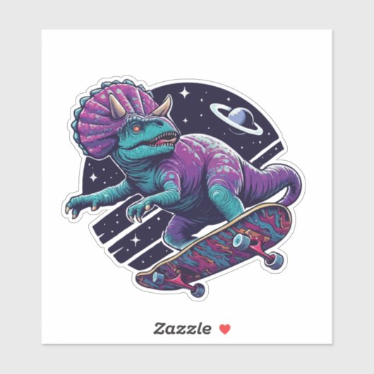 Skeelerende Ruimtedinosaurus Sticker (Vel)