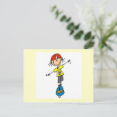 Skeelerende Stick Figure Briefkaart (Staand voorkant)