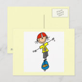 Skeelerende Stick Figure Briefkaart (Voorkant / Achterkant)