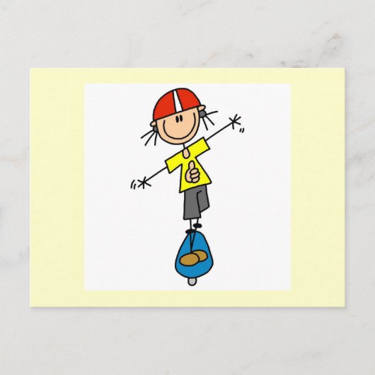 Skeelerende Stick Figure Briefkaart (Voorkant)